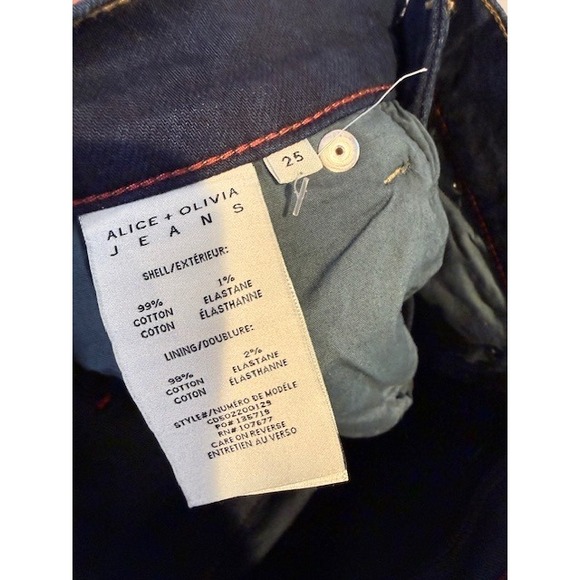 Alice + Olivia Jeans Dark Wash High Rise Wide Leg Denim Blue Indigo Tall 25 X 34 - Picture 7 of 9